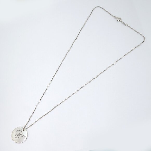 Tiffany & Co. Letter E Disc Round Ball Chain Necklace 17" Silver 925 Auth w/Bag - Picture 7 of 7
